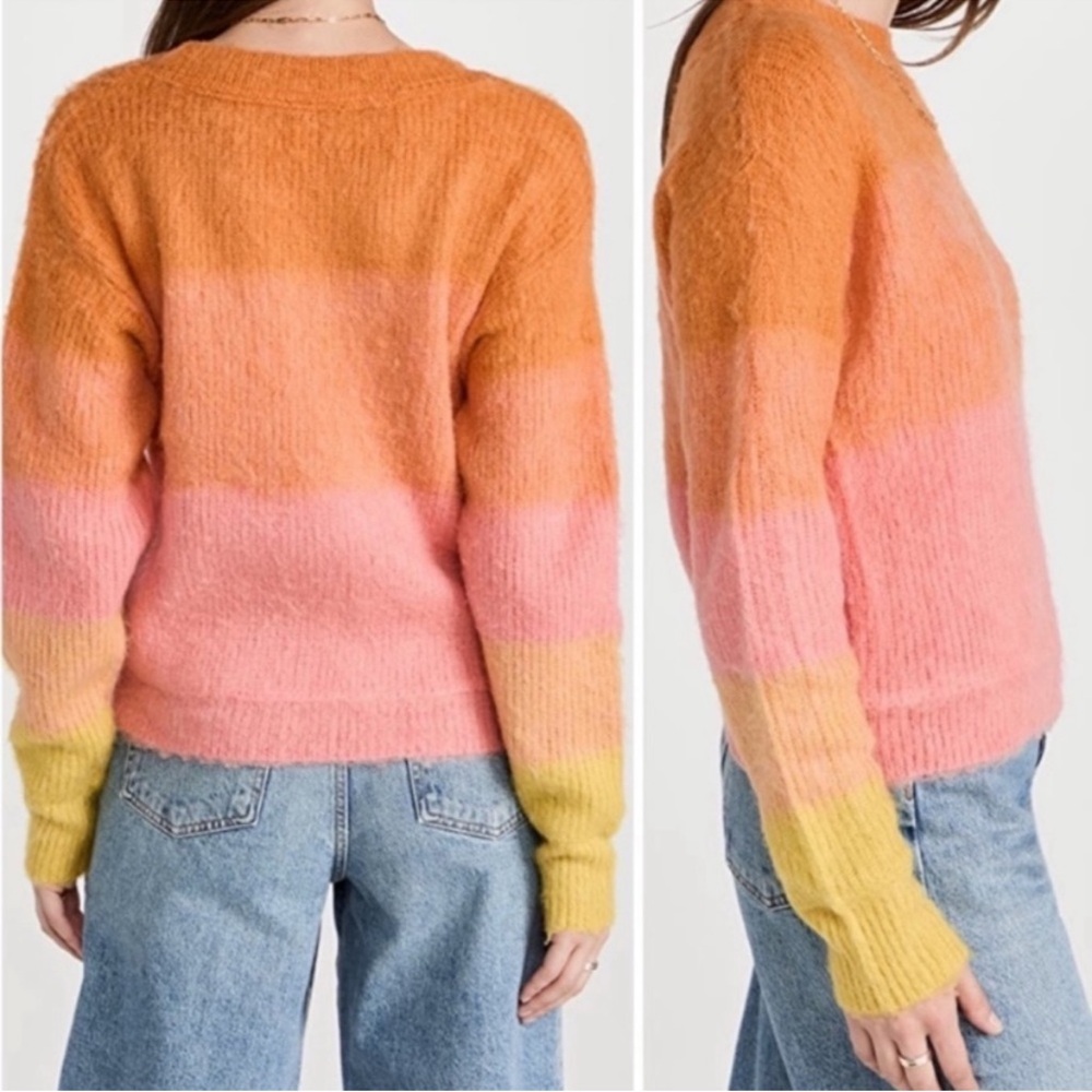 Free People Autumn Sky Ombre Sweater wool blend peach orange pink medium - Picture 6 of 12